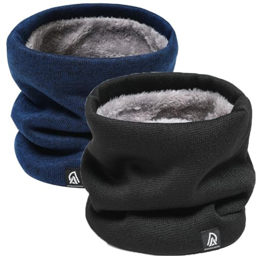 Rayson Braga Cuello de Invierno Hombre Mujer Forro Felp | 2 Piezas,Bufanda Tubular Grueso y Elástico,para Deportes de Invierno