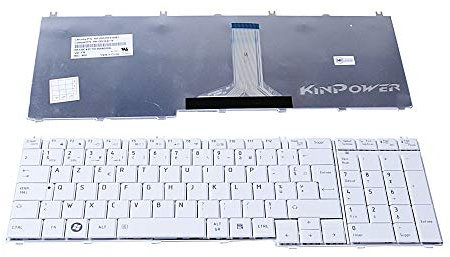 KINPOWER Clavier Azerty Français Compatible avec Toshiba Satellite L650 L655 L670 L675 Blanc