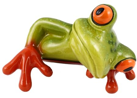 WOFASHPURET 3D Frog Decoration, Home Office Desk Computer Frog Ornaments Keusche Frosch-Verzierung Outdoor-Tischdekoration Heimdekoration im Freien Harzverzierung 7cm