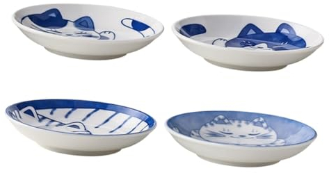 Cabilock Plat à Sauce En Céramique 4pcs Assiette à Condiments Chat Japonerie Petite Assiette Pour Sauce Soja Ustensile Cuisine Multifonctionnel Pour Apéritifs Et Assaisonnements