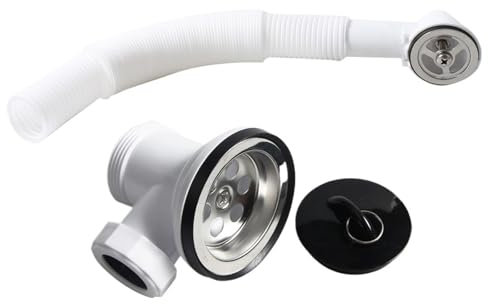 FMBC Stainless Steel Kitchen Sink Basket Strainer Plug Waste G1½,Sink Waste Kit(70MM *H75mm) with Overflow,XJ133C010