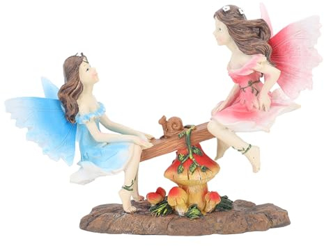 HERCHR Feengartenfigur, Fee auf Wippe, Gartendekoration, Figur, Feenstatue, Ornament, Figur, Dekoration, Outdoor-Ornamente Für Zuhause
