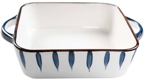 TYMYYS Sartén Rectangular Para Lasaña Con Asa, Sartén Pequeña De Cerámica Para Hornear Para Una Persona, Fuente De Horno De Porcelana A Prueba De Horno-blanco-B-800ml 28oz, FK2BCC222K3R22F