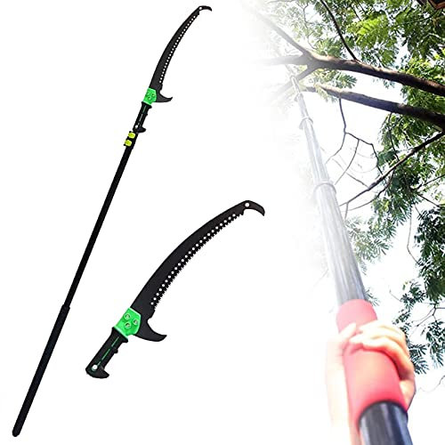 Teleskop-Stangensäge, mit Haken, professionelle Teleskop-Astsäge, Teleskop-Stangensäge mit ausziehbarem Griff zum Beschneiden von Ästen in großer Höhe, Garten-Heckenschere, 5,4 m/18 Fuß