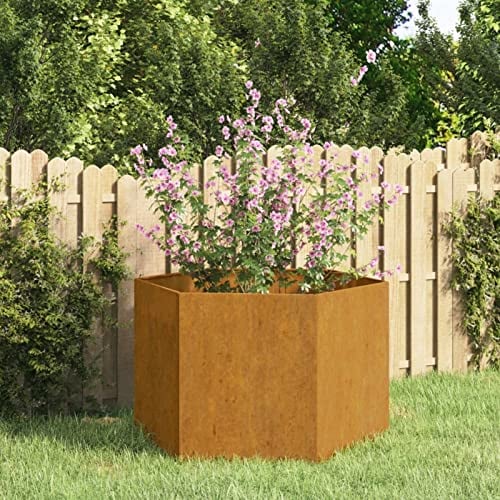 Rantry Maison Jardinière grise 60x60x45cm Acier Corten,Jardinière,Jardinière extérieure,Jardinière extérieure haute,Pot de planteur extérieur,Pot de fleurs extérieur,Grands jardinières extérieures,Lit