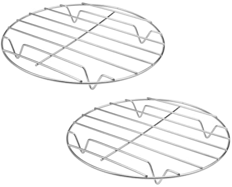 Lot de 2 Grille de Refroidissement Ronde, Grille Patisserie Refroidissement Antirouille, Argent Grille Refroidissement Cuisson Ronde en Acier Inoxydable, Passe au Four et au Lave-Vaisselle, 22 cm