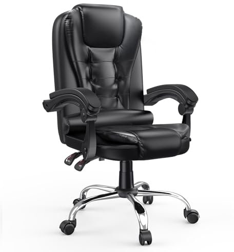 naspaluro Sedia da Ufficio Ergonomica, Poltrona Direzionale con Sedile Largo, Sedia Ufficio Reclinabile con Braccioli Imbottiti et Altezza Regolabile
