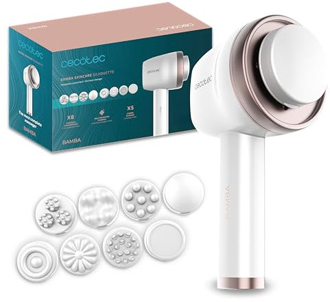 Cecotec Masseur Corporel Anti-Cellulite SkinCare Push Up. 8 têtes de massage interchangeables, 5 modes, 6 niveaux d'intensité, autonomie 1,5 h, design ergonomique, arrêt automatique
