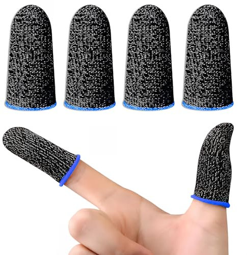 6 Pack Finger Sleeves for Gaming,Finger Sleeves Compatible with All Touchscreen Devices Smooth Feel Anti-Sweat Extremely Thin Blue Edge