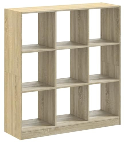 vidaXL Bücherregal, Bücherschrank Regal mit 9 Fächern, Standregal für Wohnzimmer Büro, Büroregal Aktenregal Würfelregal, Sonoma-Eiche Holzwerkstoff