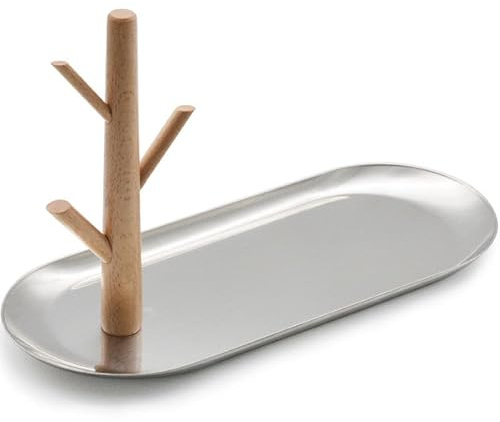 Shinpuru Vassoio portachiavi e ciotola per chiavi, vassoio per gioielli con organizer in legno a 3 ripiani da appendere, vassoio multifunzionale da ingresso, perfetto per portachiavi, vassoio per