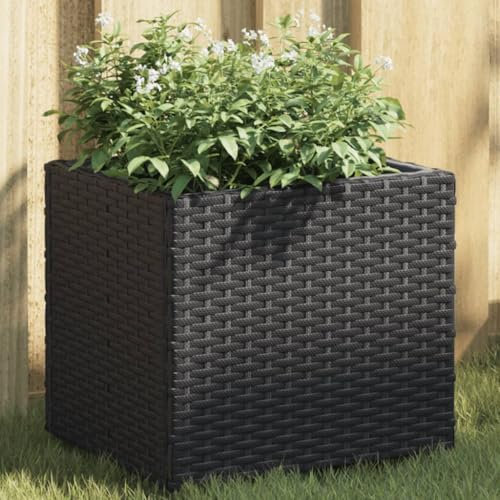 Sufrk Fioriera da Giardino Nera 36x30x32 cm in Polyrattan-Fioriera da Esterno,Orto Verticale Rialzato da Esterno per Balcone e Giardino,Mini Orto Rialzato per Piantine,Giardino Verticale da Esterno,Im