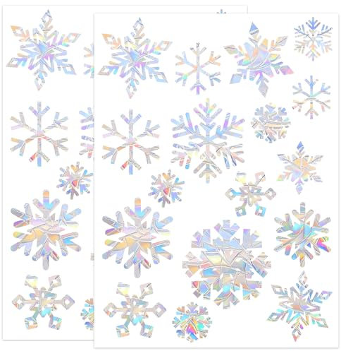 2 Stück Weihnachtsdeko Fenster,Fensterdeko Weihnachten Fensterbilder Schneeflocken Deko,für Christmas Winter Selbstklebend Aufkleber Weihnachts Fensteraufkleber Fensterbild Schneeflocke Window Sticker