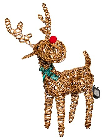 Samuel ALEXANDER 67cm Battery Operated Light up Brown Christmas Reindeer with Red Nose & 80 Warm White LEDs
