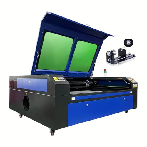 130W Laser Engraver Cutting Gravurmaschine + Drehachse, 1400x900mm CO2 Laserschneider, mit USB-Anschluss, Ruida-Panel, Mit Warnblinklicht, Unterstützt die Software CorelDraw AutoCAD Illustrator