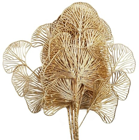 Leaf Design Artificial Flowers, 6 X 65cm Golden Leaves Decoration
