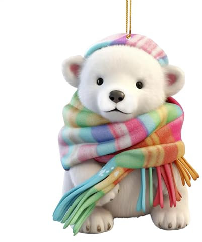 6 decorazioni natalizie per albero di Natale, ornamenti per albero di Natale, orso polare, ornamenti per albero di Natale, orso polare