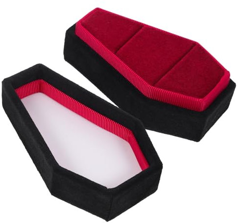 Homoyoyo Gothic Samt Sarg Schmuckbox – Stilvolle Aufbewahrung Für Ringe Und Accessoires - Ideal Als Zur Hochzeit - Halloween Oder Tag Der Toten Elegantes Design Für Gothic Fans