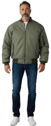 Fashion Force Mens MA1 Bomber Jacket Heavy Padded Military Army Pilot Biker Coat S-5XL (UK, Alpha, L, Regular, Regular, Olive Green)