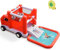 GYMAX Kids Bouncy Castle with Slide, Pool, Jumping Area, Fire Truck Toy Cab, Basketball Hoop and Carrying Bag, Outdoor Inflatable Bounce House for Children (with 480W Blower)