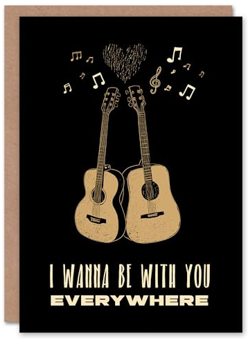 Wee Blue Coo Anniversary Card Guitars Wanna Be With You Everywhere Romantic