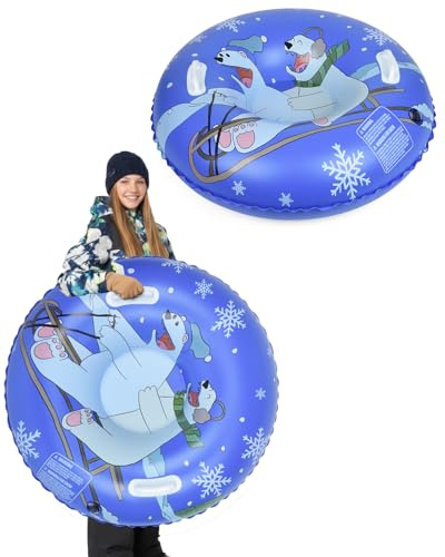 Abahub Aufblasbare Schlitten Snow Tube Reifen Schlitten Reifenschlitten mit Griffen für Jugend Doppelter Schutz für Winter Outdoor Sport 85 * 85 * 20CM