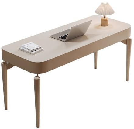 ZENGXJYCQINGJIANG Gaming Desk Soild Wood Laptop PC Desk with Drawers, Minimalist Modern Home Office Study Writing Table with Storage, Cream White(S)