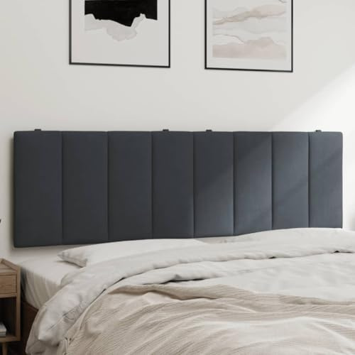 QJBSAVVA Kopfteil Kissen Hanko 160 cm Samt Dunkelgrau, Bequemes Wandpolster mit Schaumstoff & Klett für LED, Modernes Headboard for Bed & Rückenlehne, Elegantes Bett Kopfteil für 160 cm Matratzen