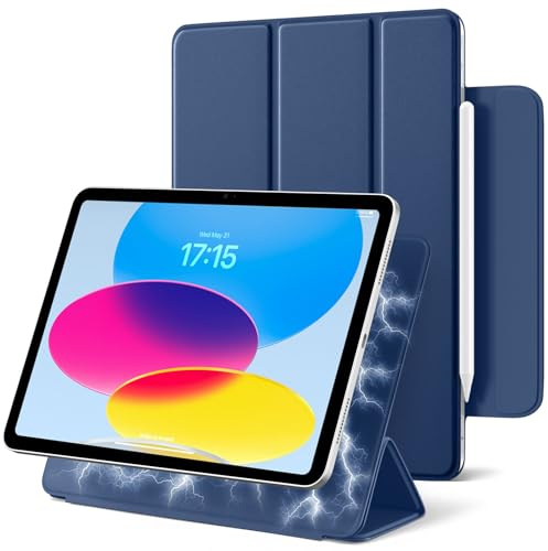 Maledan Magnetisch Hülle für iPad A16 11 10 Generation 2025/2022 11/10.9 | Magnetbefestigung Schlanke Leichtgewicht Stand Schutzhülle für iPad 11./10. Gen, Auto Schlafen/Wachen, Dunkelblau