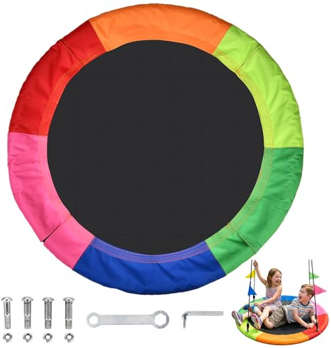 40 Inch Swing Replacement Cover, Saucer Swing Replacement Fabric with Tools | Round Tree Swing Seat Cover, 900D Oxford Fabric, Colorful