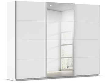 Rauch Möbel KULMBACH, Schwebetürenschrank, Farbe Weiß, Breite 271 cm | Kleiderschrank mit Schwebetüren, Schiebetüren, 3-türig, mit Spiegel, Zubehör Classic, Schlafzimmer, Jugendzimmer, Garderobe