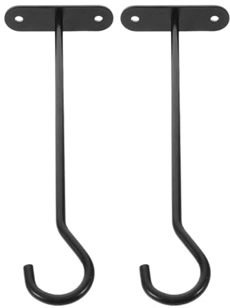 Tofficu 2pcs Black Iron Hanging Plant Hooks for Mailbox Post and Yard, Fading Resistant Metal Flower Pot Brackets for Planters and Bird Feeders, Sleek Minimalist Design for Efficient Space