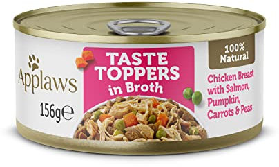 Applaws Premium Natürlich Nassfutter für Hunde, Adult Hühnerbrust mit Lachs in Brühe 12 x 156g Dose