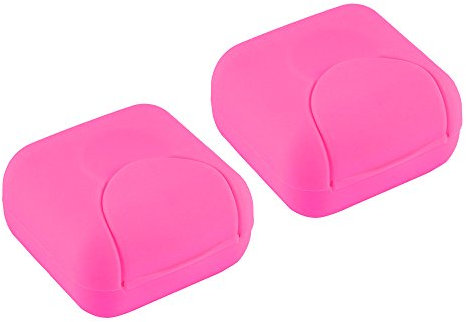 2 PCS Travel Soap Box Waterproof and Leakproof Square Small Soap Dish with Sealed Portable Home Outdoor Supplies (Rose)