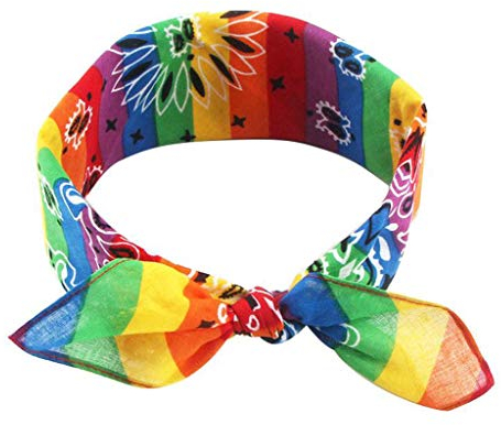 VIccoo Stirnband Bandana, Regenbogen Streifen Paisley Floral Frauen Mädchen Baumwolle Einstecktuch Schal Cute Rabbit Ear Stirnband Bandana Hip-Hop-Armband Krawatte