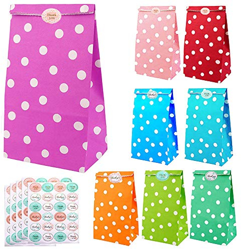 Viccess 80 farbige Kraftpapiertüten, Geschenktüten für Süßigkeiten, Kekse, Nüsse, Schokolade, Weihnachtsgeschenke, Hochzeit oder Geburtstag