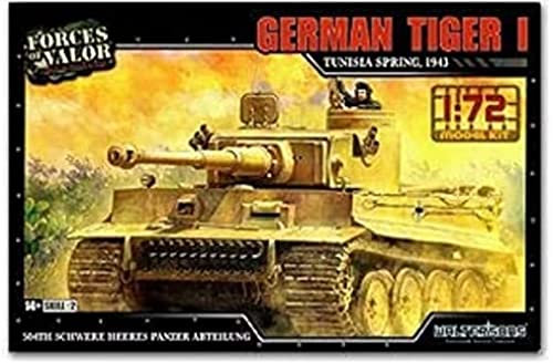Forces of Valor 1:72 Dt. Tiger I DAK 1943 fr. Prod. Kit - Standmodell, Modellbau, Diorama Modell, Militär Modellbau, Plastik Bausatz, Sandfarben
