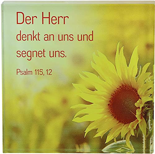 Butzon & Bercker Glasrelief Sonnenblume Psalm 115 Bibelwort Wandbild Geschenkverpackung