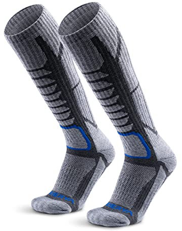 WEIERYA Skisocken,Merinowolle ski socken für Herren Damen Geeignet für Skifahren,Snowboarden,Outdoor Wintersport,Grau 2 Paar (41-44)