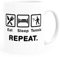 MoonWorks® Kaffee-Tasse mit Spruch Eat Sleep Repeat Mega Mix Bürotasse lustige Geschenke Kaffeebecher Tennis weiß Keramik-Tasse