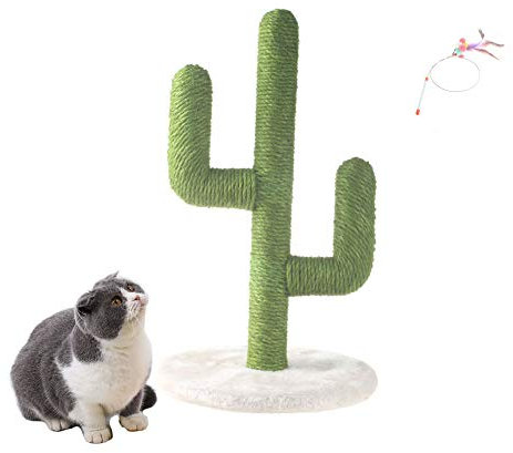 MOUOGO Arbre à chat griffoir avec corde en sisal vertical et durable en forme de cactus Pour chaton et chat adulte