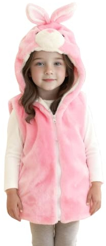 Doladola Unisex Kinder Kapuzenweste Plüsch Mode Weste mit Tier Hoodie für Jungen und Mädchen Dress Up Kostüm