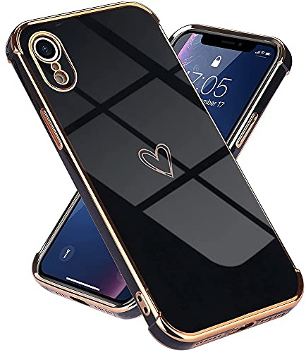 Lafunda kompatibel mit iPhone Xr Handyhülle | Mädchen Liebesherz Silikonhülle weich TPU Hülle Ultra dünn Stoßfeste Schutzhülle Silikon case für iPhone Xr Schwarz