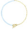 COAI Damen Choker Halskette mit Aquamarin Perlen Goldkette für Frauen