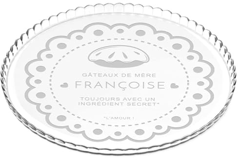 Maverton Plat à gâteau en Verre avec Gravure, Cadeau Personnalisé Fête | Des Mères, Plat a Tarte Gateau pour Un Fan de Cuisine ou pour Un Gourmand, Cadeau pour Femme, ingrédient