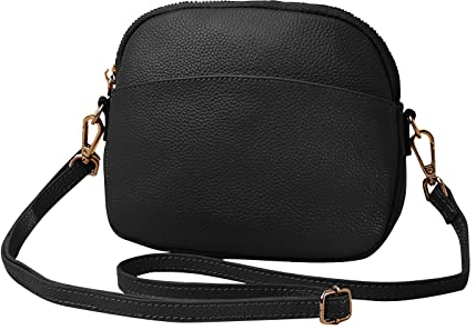 FANDARE Cuir Véritable Sac à Bandoulière Femme Sacs D'épaule Porté Epaule Sacoche pour Voyage École Achats Crossbody Bag Noir