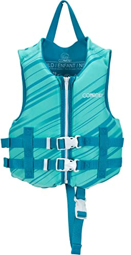 Connelly Coast Guard Approved Vest, Girls Child Promo Neoprene, Aqua - 33-55lbs