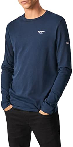 Pepe Jeans Original Basic Camiseta para Hombre Slim Fit Manga Larga Azul, XXL