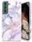 JAHOLAN Galaxy S22 Hülle Handyhülle TPU Silikon Weiche Schlank Schutzhülle Handytasche Flexibel Case Handy Hülle für Samsung Galaxy S22 5G - Marmor Glitter Sparkle Purple Pink