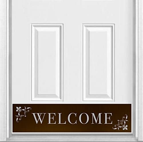 Deck the Door Decor | Door Kick Plate - Magnetic for Steel Doors - Johnson's Welcome Design - UV Printed Faux Satin Metal Finish - Multiple Colors & Sizes (6 x 30, Faux Satin Oil Rubbed Bronze)